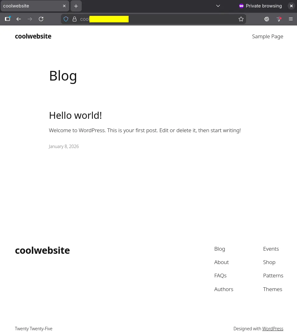 website loading with our custom domain, and using HTTPS