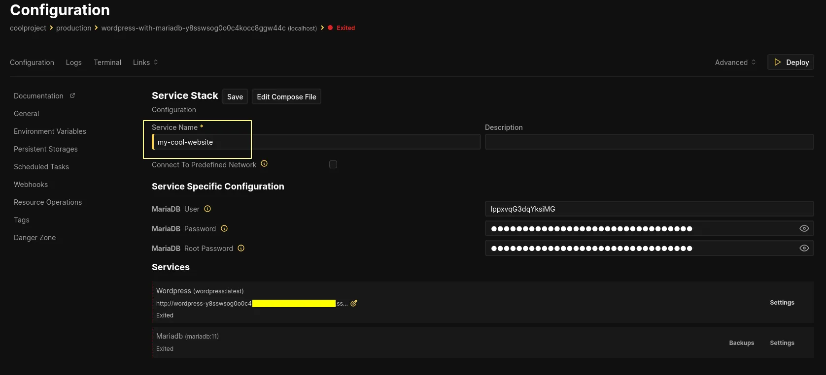 customizing our service name before deploying